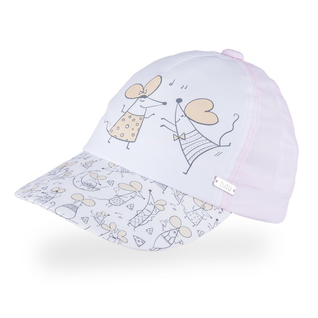TuTu kokvilnas vienslāņa cepure ar nagu meitenēm, balta cena un informācija | Cepures, cimdi, šalles meitenēm | 220.lv