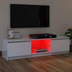 vidaXL TV skapītis ar LED lampiņām, spīdīgi balts, 120x30x35,5 cm цена и информация | Тумбы под телевизор | 220.lv