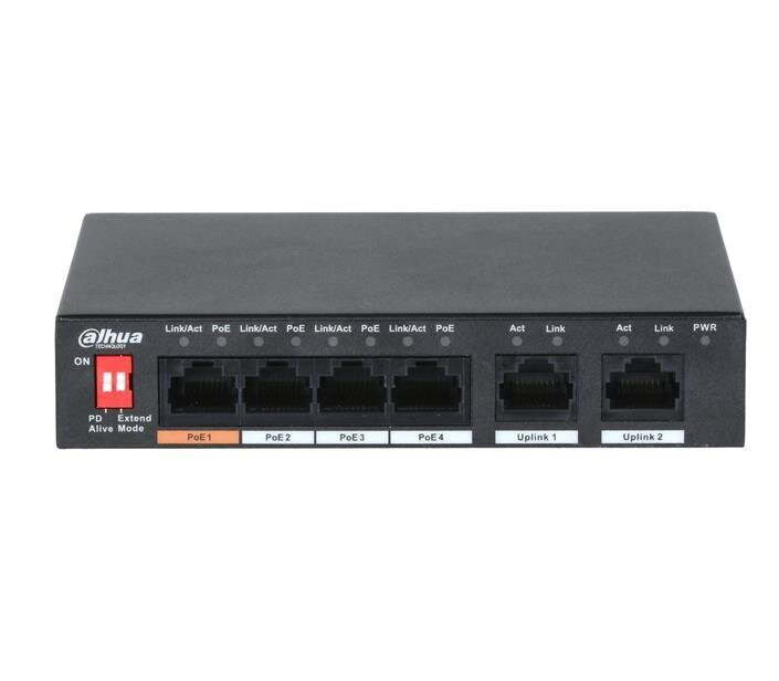 Switch|DAHUA|PFS3006-4ET-60|Type L2|PoE ports 4|60 Watts|DH-PFS3006-4ET-60-V2 cena un informācija | Komutatori (Switch) | 220.lv