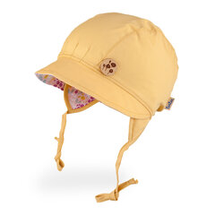 TuTu одинарная шапка со шнурками и козырьком для девочек, желтая цена и информация | Шапки, перчатки, шарфики для новорожденных | 220.lv