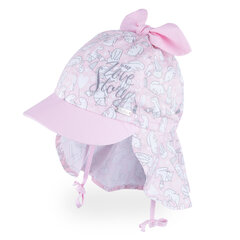 Kokvilnas viengabala cepure ar auklām, banti, kakla aizsargu meitenēm TuTu, rozā cena un informācija | Cepures, cimdi, šalles meitenēm | 220.lv