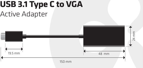 Club 3D CAC-1502, USB-C/VGA, 0.15 m цена и информация | Kabeļi un vadi | 220.lv