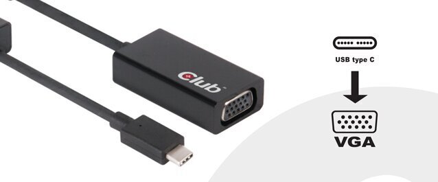 Club 3D CAC-1502, USB-C/VGA, 0.15 m цена и информация | Kabeļi un vadi | 220.lv