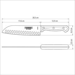 Tramontina ULTRACORTE santoku nazis 7” цена и информация | Ножи и аксессуары для них | 220.lv