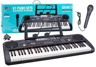Детское пианино с 61 клавишей и микрофоном, черное цена и информация | Развивающие игрушки | 220.lv