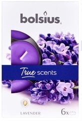 Bolsius tējas sveces True Scents, 6 gab., lavanda cena un informācija | Sveces un svečturi | 220.lv