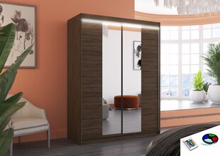 Skapis ar LED apgaismojumu ADRK Furniture Fever, brūns цена и информация | Шкафы | 220.lv