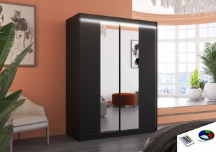 Skapis ar LED apgaismojumu ADRK Furniture Fever, melns цена и информация | Шкафы | 220.lv