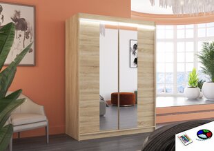 Skapis ar LED apgaismojumu ADRK Furniture Fever, ozola krāsas цена и информация | Шкафы | 220.lv