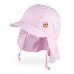 Kokvilnas vienslāņa cepure ar nagu, auklām, kakla aizsargu meitenēm TuTu, rozā cena un informācija | Cepures, cimdi, šalles meitenēm | 220.lv