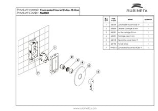 Комплект смесителя скрытого монтажа Kubo-1F-Uno RUBINETA цена и информация | Душевые комплекты и панели | 220.lv