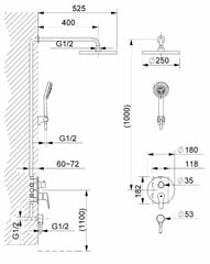 Slēpts jaucējkrāna komplekts Kubo-2F-Uno RUBINETA цена и информация | Душевые комплекты и панели | 220.lv