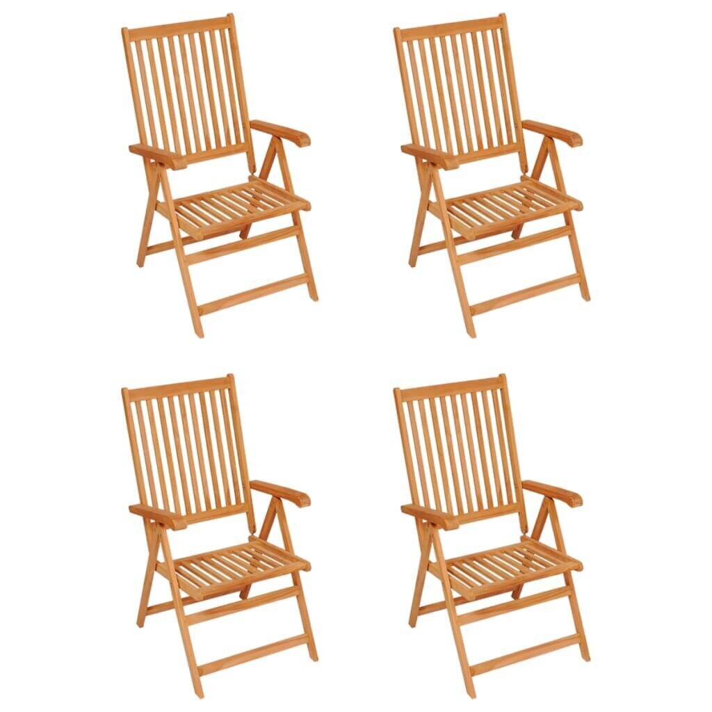 vidaXL dārza krēsli, matrači ar četrstūriem, 4 gab., masīvs tīkkoks cena un informācija | Dārza krēsli | 220.lv