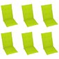 vidaXL dārza krēsli, 6 gab., koši zaļi matrači, masīvs tīkkoks цена и информация | Dārza krēsli | 220.lv