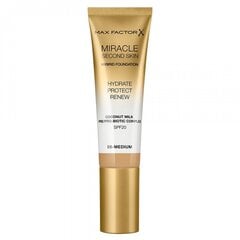 Увлажняющая база под макияж Max Factor Miracle Second Skin SPF20, 05 Medium, 30 мл цена и информация | Пудры, базы под макияж | 220.lv