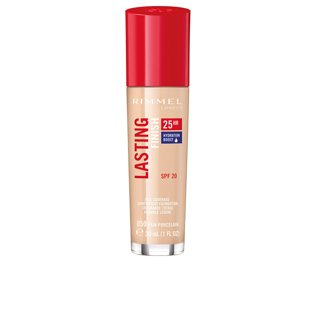 Tonālais līdzeklis Rimmel Moisturizing makeup SPF 20 Lasting Finish 25H 30 ml цена и информация | Grima bāzes, tonālie krēmi, pūderi | 220.lv