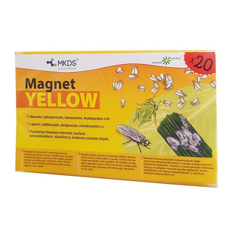 Mini MAGNET yellow (20X12 cm) – baltbušu, laputu, blakšu slazdi, 20 gab цена и информация | Augu kopšanas līdzekļi | 220.lv