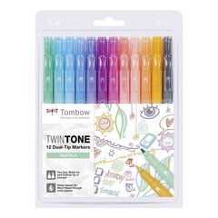 Flomāsteru komplekts TOMBOW TwinTone Pastels, 12 pasteļkrāsas cena un informācija | Modelēšanas un zīmēšanas piederumi | 220.lv