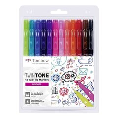 Комплект фломастеров TOMBOW TwinTone, 12 цветов цена и информация | Принадлежности для рисования, лепки | 220.lv