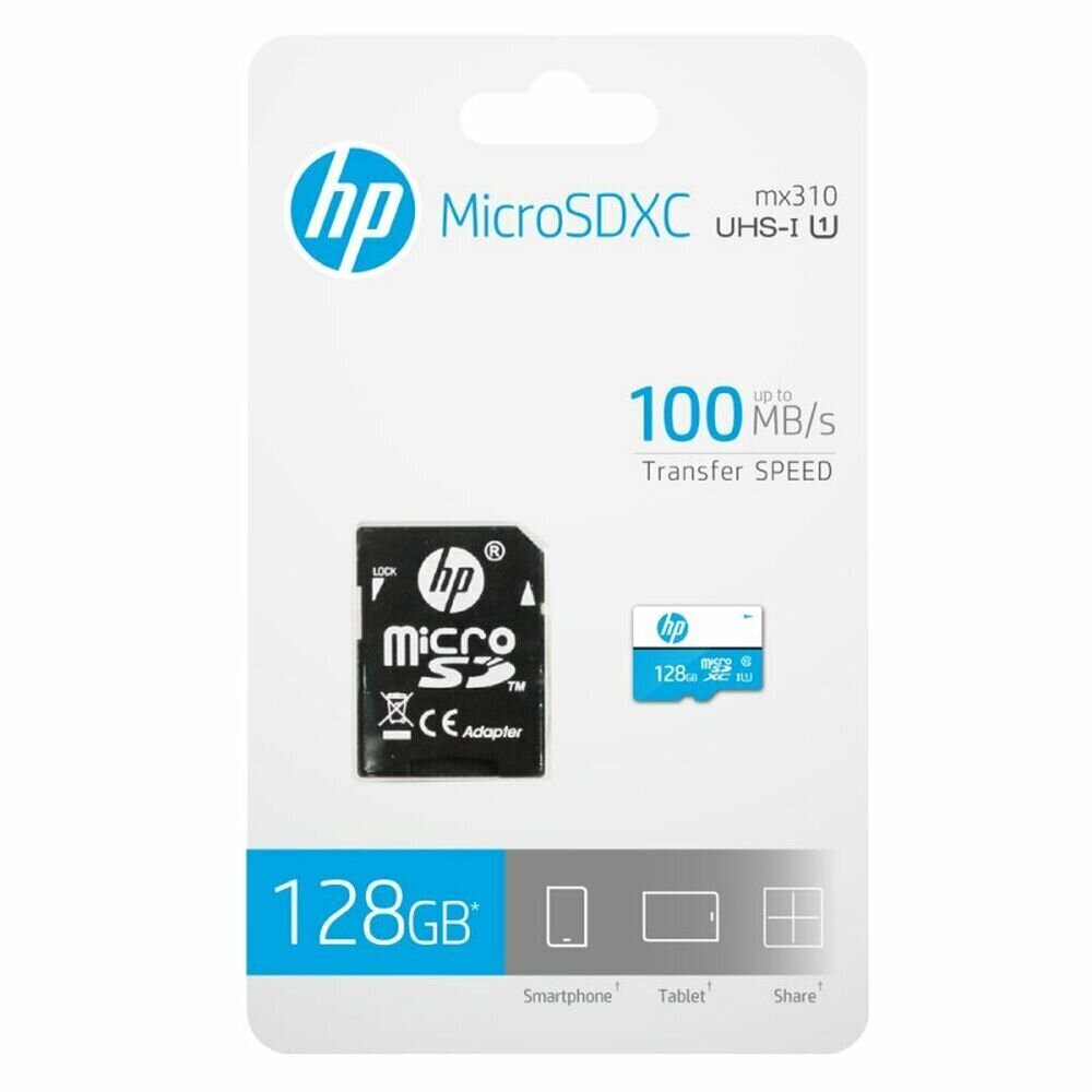 Mikro SD atmiņas karte ar adapteri HP CI10 U1 128 GB cena un informācija | Atmiņas kartes mobilajiem telefoniem | 220.lv