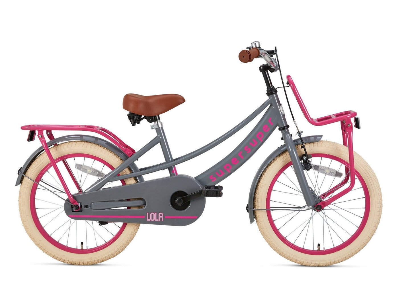 Bērnu velosipēds Supersuper Lola, 18'', 28 cm, pelēks/rozā цена и информация | Velosipēdi | 220.lv