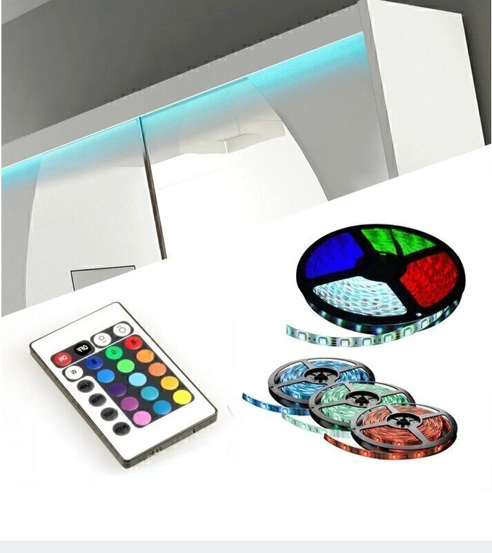 Skapis ar LED apgaismojumu ADRK Furniture Diego, balts/ozola krāsas cena un informācija | Skapji | 220.lv
