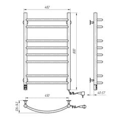 Электрическая сушилка для полотенец Navin Kamelia 480*800 Sensor правосторонняя, 12-207033-4880 черная цена и информация | Полотенцесушители | 220.lv