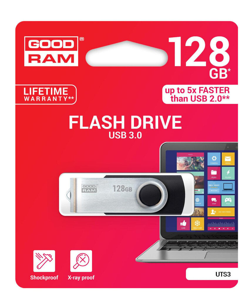 USB zibatmiņa Goodram UTS3 128GB USB 3.0 cena un informācija | USB Atmiņas kartes | 220.lv