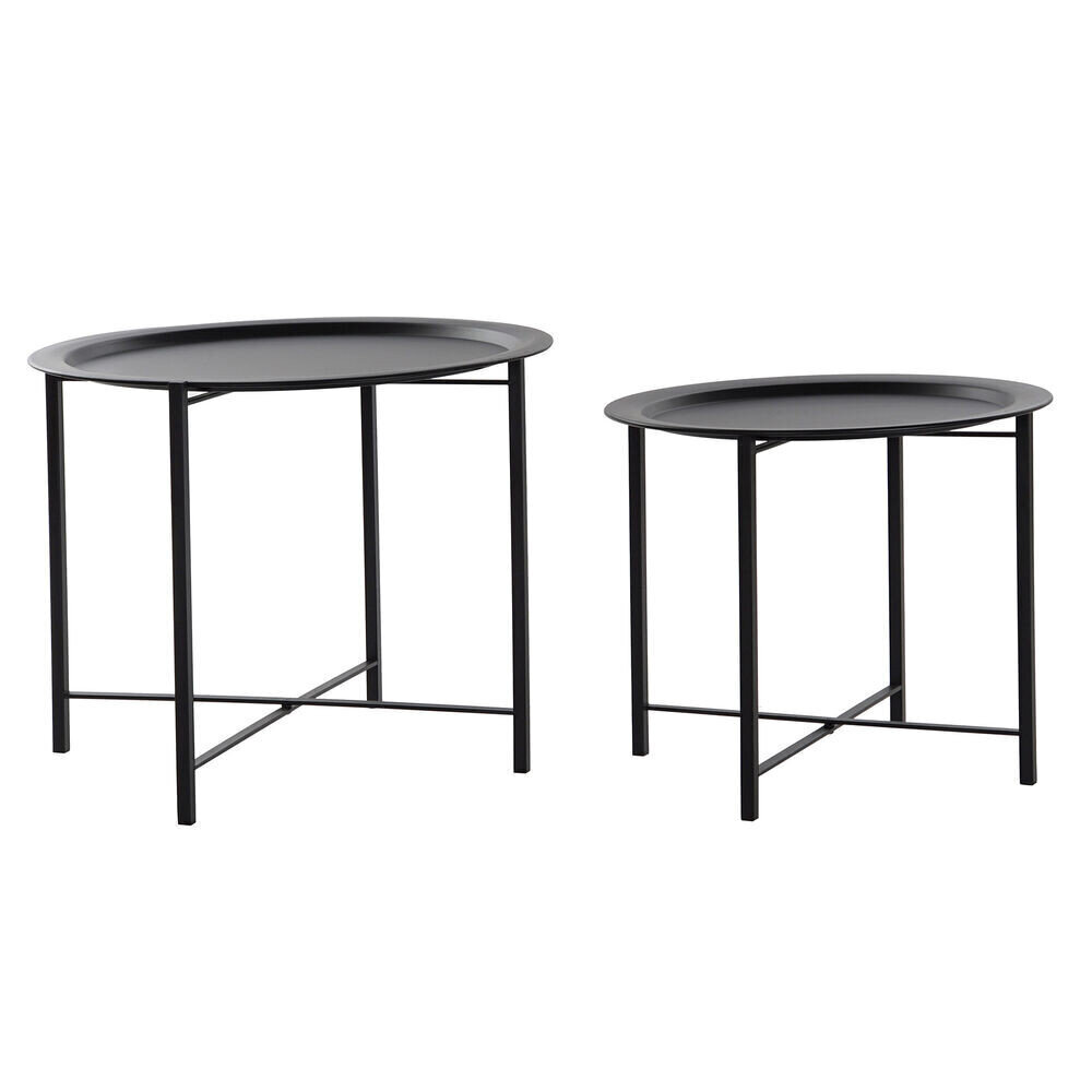 Divu galdu komplekts DKD Home Decor, 62x62x49 cm, melns, 2 gab. cena un informācija | Žurnālgaldiņi | 220.lv