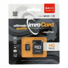 IImroCard karte 64 GB + adapteris cena un informācija | Atmiņas kartes mobilajiem telefoniem | 220.lv