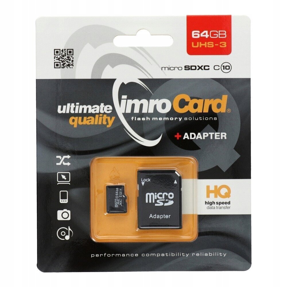 IImroCard karte 64 GB + adapteris цена и информация | Atmiņas kartes mobilajiem telefoniem | 220.lv