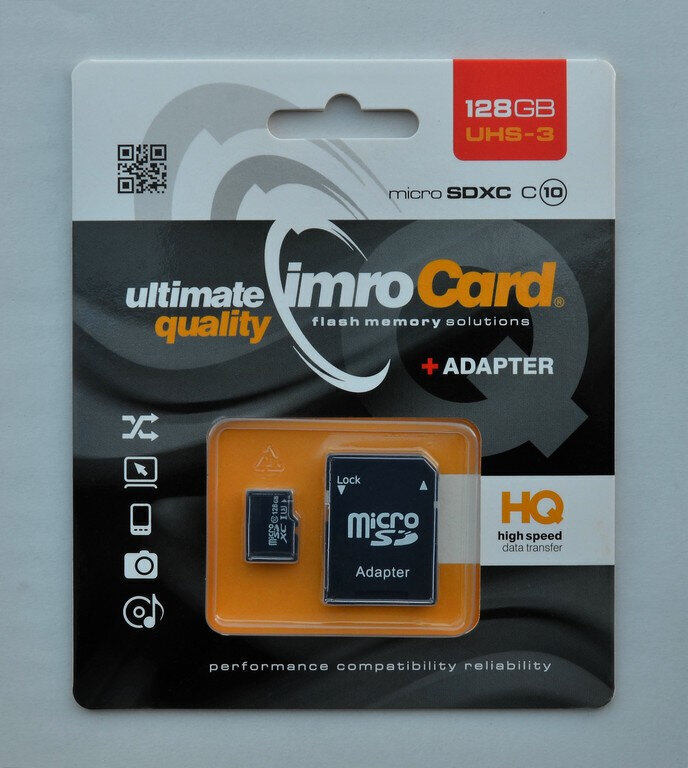 ImroCard karte, 128 GB+ adapteris cena un informācija | Atmiņas kartes mobilajiem telefoniem | 220.lv
