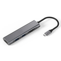 Aдаптер USB Type-C - 2 x USB 3.0, HDMI, SD, TF цена и информация | Адаптеры и USB разветвители | 220.lv