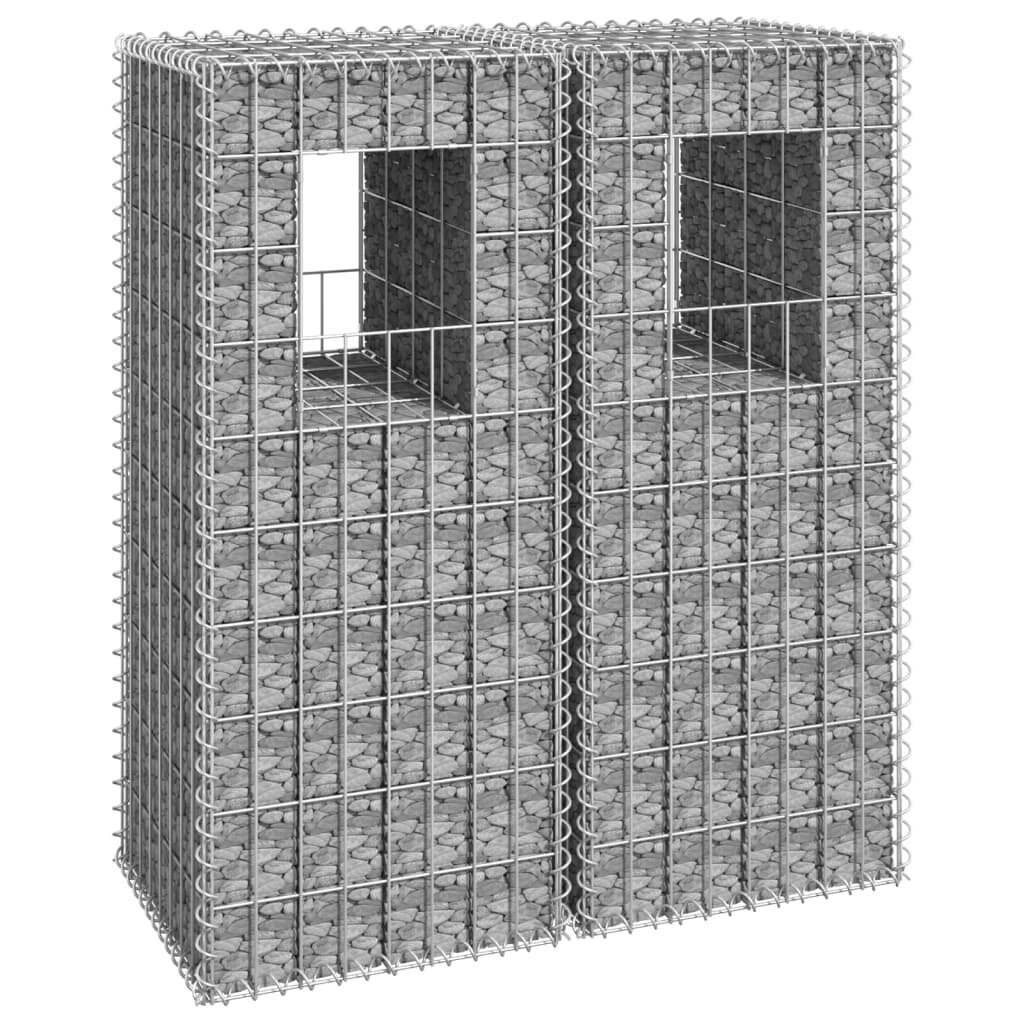 vidaXL vertikāli gabioni, 2 gab., 40x40x100 cm, dzelzs cena un informācija | Žogi un piederumi | 220.lv