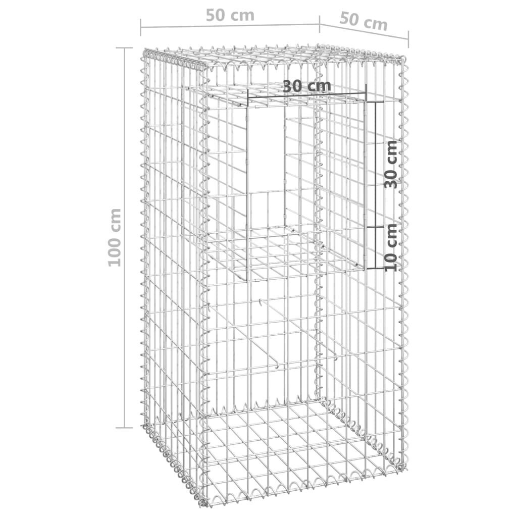 vidaXL vertikāli gabioni, 2 gab., 50x50x100 cm, dzelzs цена и информация | Žogi un piederumi | 220.lv