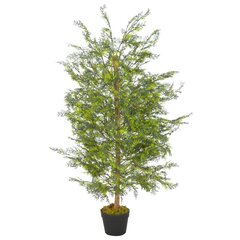 vidaXL mākslīgais augs, ciprese ar podiņu, zaļš, 120 cm cena un informācija | Mākslīgie ziedi | 220.lv