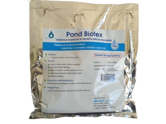 Pond Biotex baktērijas dīķu ūdens attīrīšanai. 500g - līdz 200-400m3 ūdens cena un informācija | Mikroorganismi, baktērijas | 220.lv