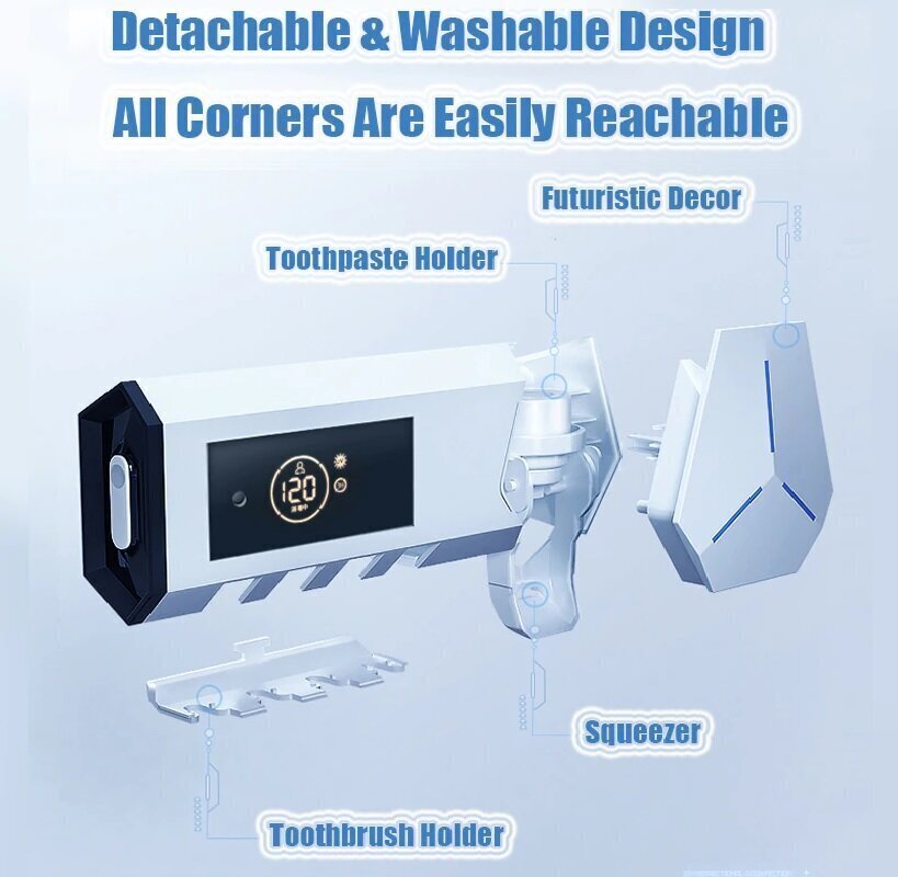 Viedais UV zobu birstes sterilizators ir automātisks zobu pastas ekstrūzijas dozators cena un informācija | Vannas istabas aksesuāri | 220.lv