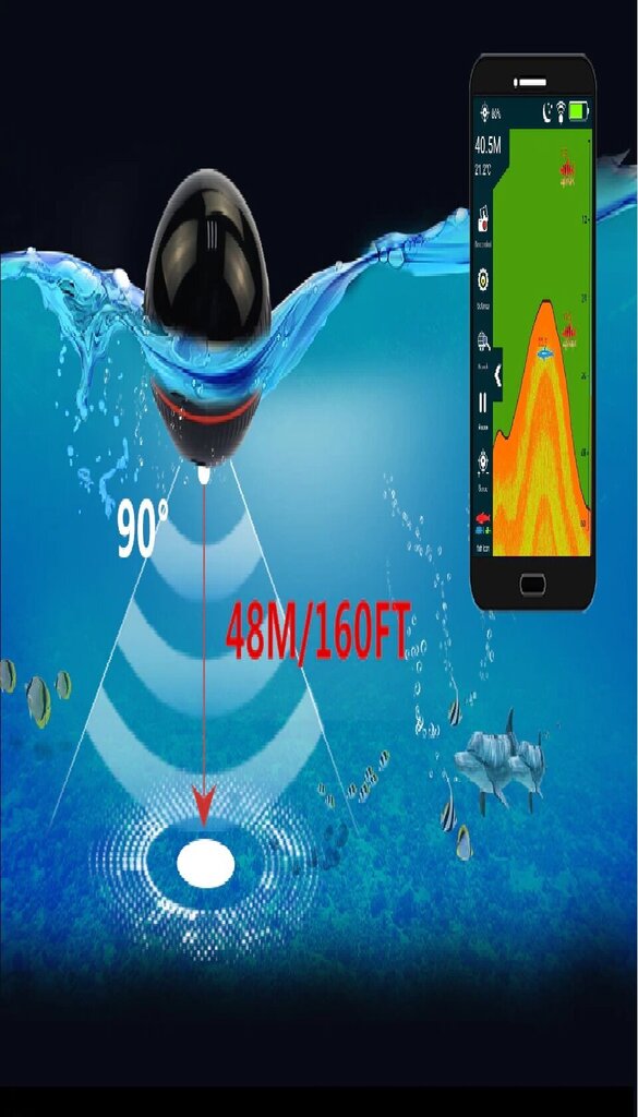 Sonārs, Wireless Fishfinder 48M / 160 ft sonārs makšķerēšanai cena un informācija | Smart ierīces un piederumi | 220.lv