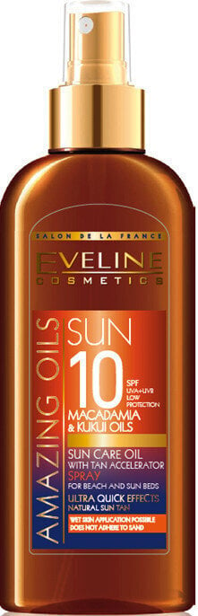 Eveline Amazing Oils sauļošanās eļla SPF10 150 ml cena un informācija | Sauļošanās krēmi | 220.lv