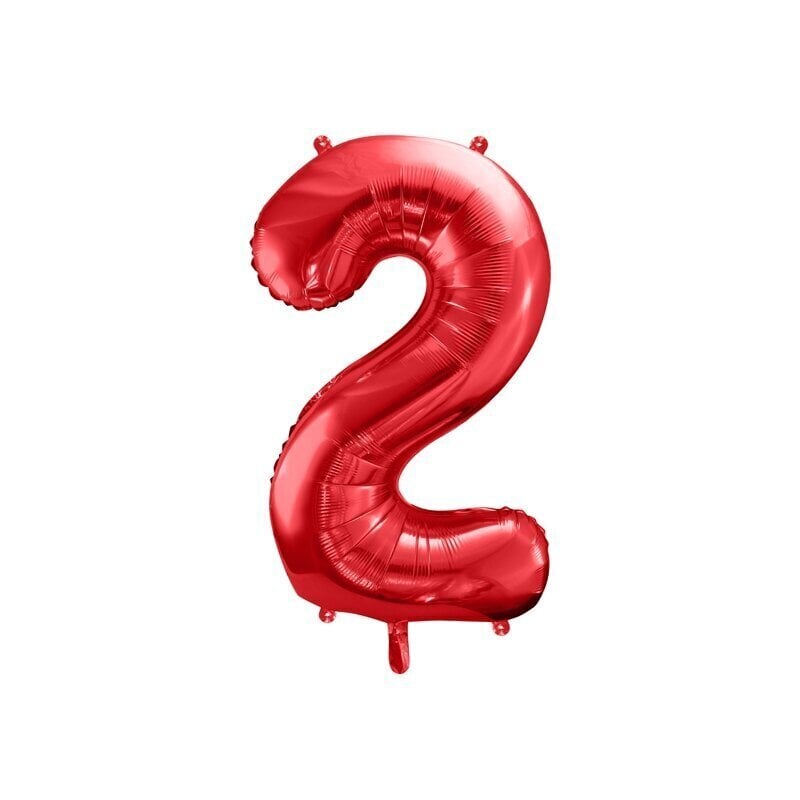 Folija balons "2" sarkans, 86 cm цена и информация | Svētku dekorācijas | 220.lv