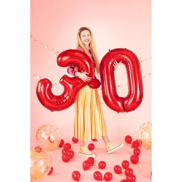 Folija balons "0" sarkans, 86 cm cena un informācija | Svētku dekorācijas | 220.lv