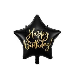 Folija balons "Happy Birthday" 40cm melns cena un informācija | Baloni | 220.lv