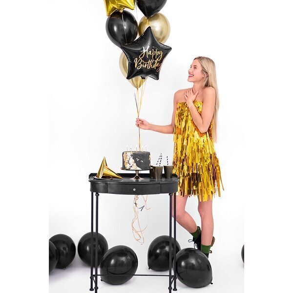 Folija balons "Happy Birthday" 40cm melns cena un informācija | Baloni | 220.lv