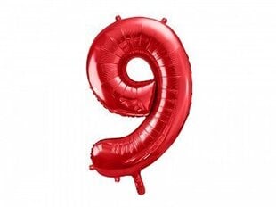 Folija balons "9" sarkans, 86 cm цена и информация | Шарики | 220.lv