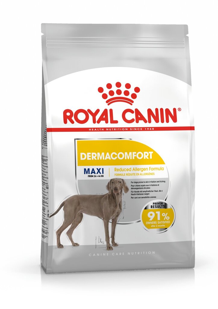 Royal Canin suņiem ar jutīgu ādu Maxi Dermacomfort, 10 kg cena un informācija | Sausā barība suņiem | 220.lv