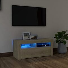 vidaXL TV galdiņš ar LED lampiņām, 90x35x40 cm, ozolkoka krāsā cena un informācija | TV galdiņi | 220.lv