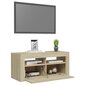 vidaXL TV galdiņš ar LED lampiņām, 90x35x40 cm, ozolkoka krāsā cena un informācija | TV galdiņi | 220.lv