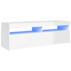 vidaXL TV galdiņš ar LED lampiņām, 120x35x40 cm, spīdīgi balts цена и информация | Тумбы под телевизор | 220.lv