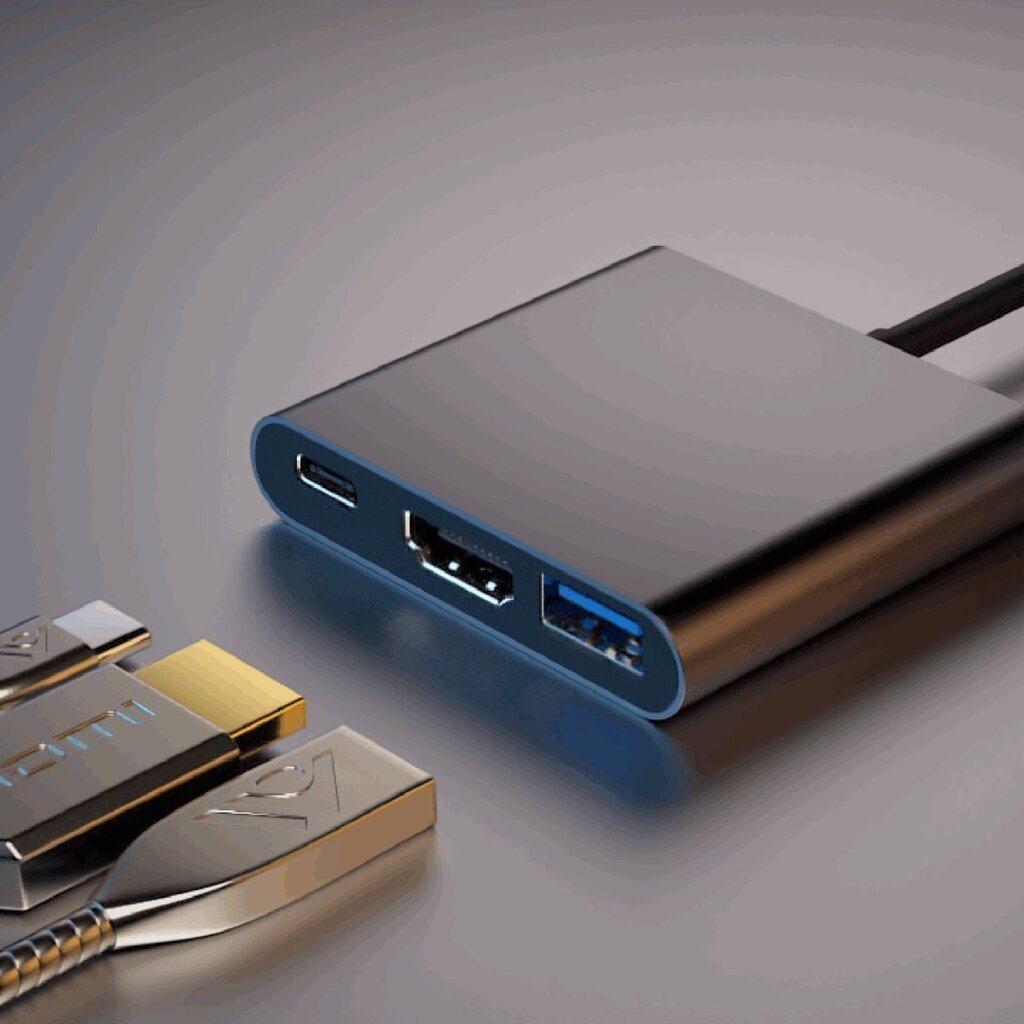 4smarts Multimedia Adapter USB-C to USB / HDMI / USB-C cena un informācija | Adapteri un USB centrmezgli | 220.lv
